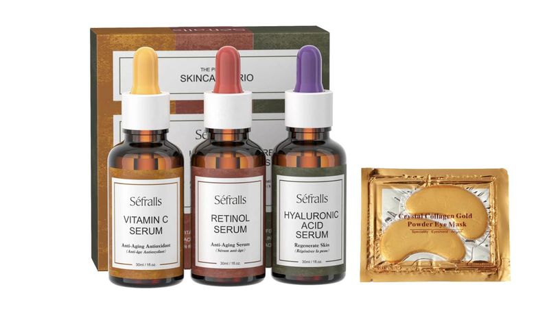 Face Serum Set:Vitamin C Retinol and Hyaluronic Acid with Eye Mask