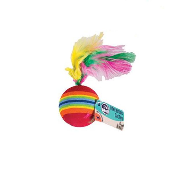 Pet Cat Ball With Feathers Toy (1 Individual Toy)
