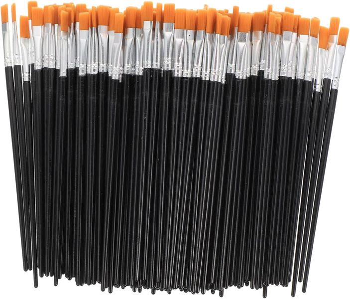 200Pcs Flat Tip Paint Brushes Set Nylon Hair Art Painting Brushes