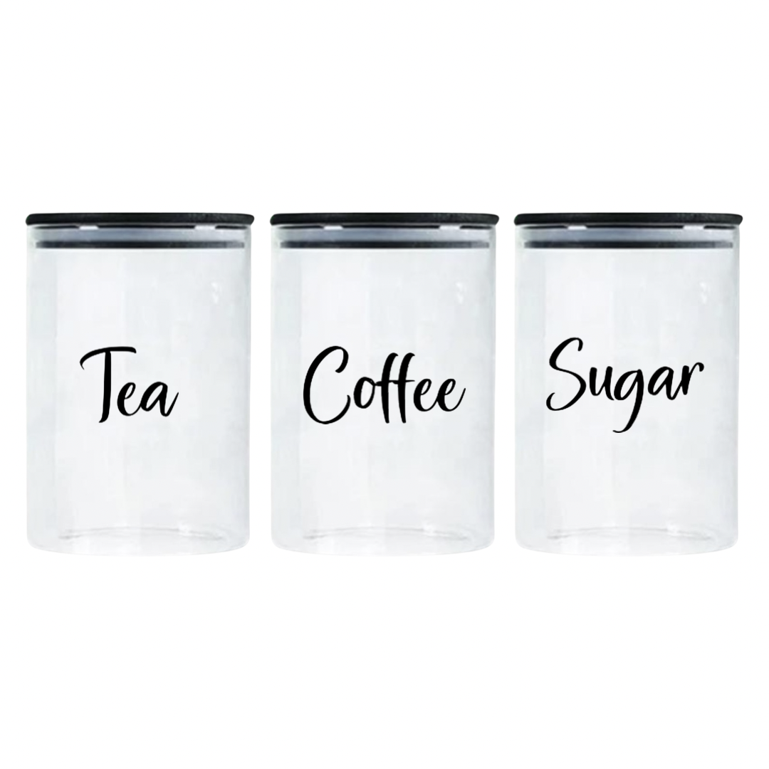 Tea and coffee Glass Jars with Black Bamboo Lid | Shop Today. Get it ...
