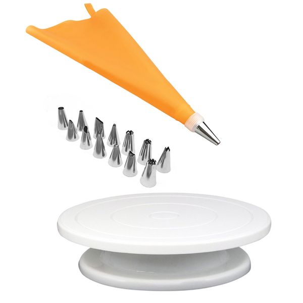 Baking Rotating Icing Turntable &amp; Piping Set