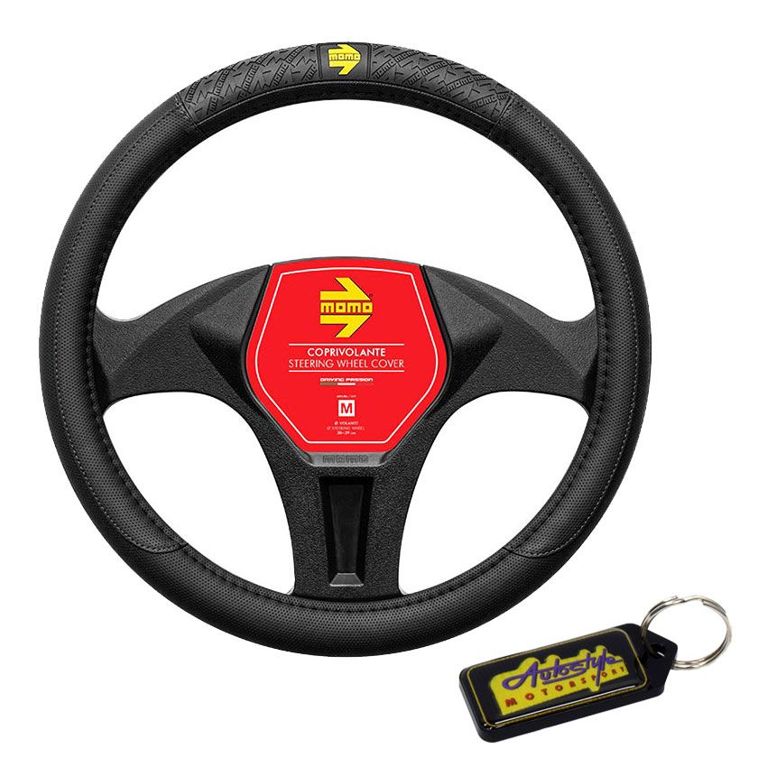 Momo VIP Series 38cm Steering Wheel Cover Black & Gel Key Holder
