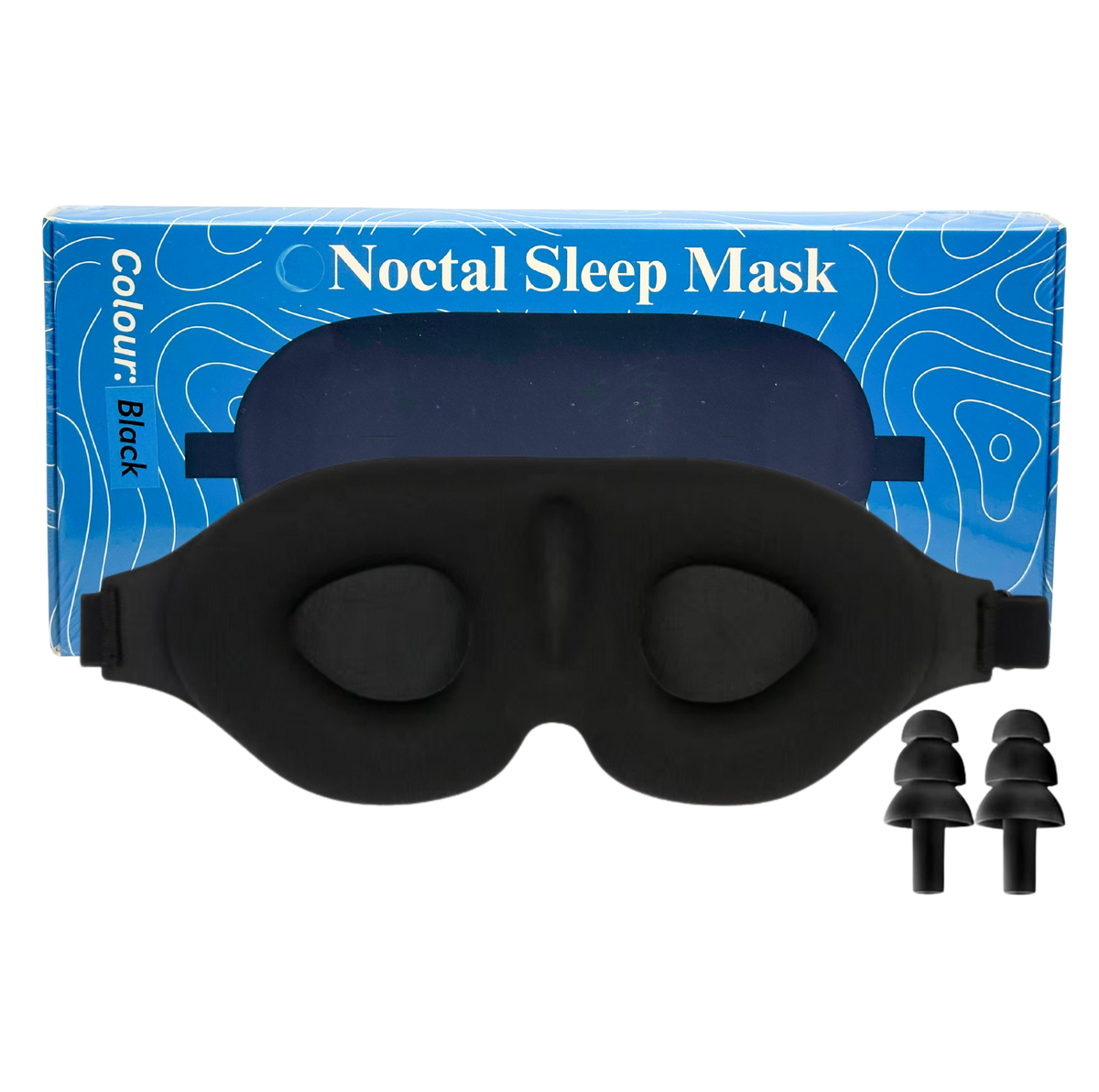 Noctal Premium Black 3D Eye Mask & Ear Plugs Combo For Enhanced Sleep