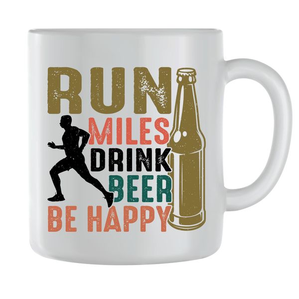 Miles Coffee Mugs for Men Women with Running Graphic Saying Cup Present 178