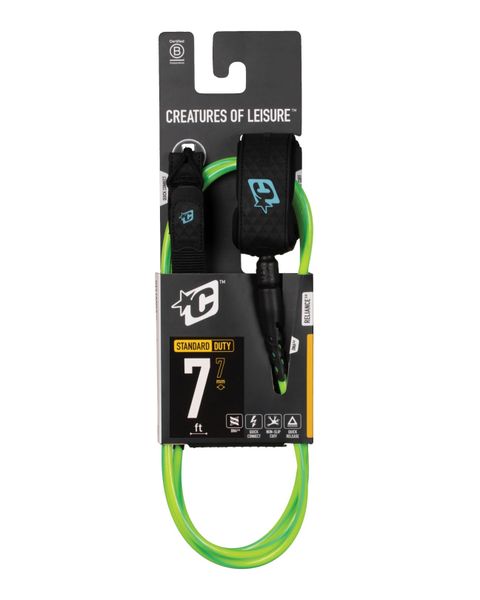 Creatures Reliance 2.0 Standard Duty 7ft Surfboard Leash Pine Lime Blk
