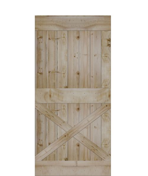 Sliding Wood Barn Door with Half X-Brace Design (Only)