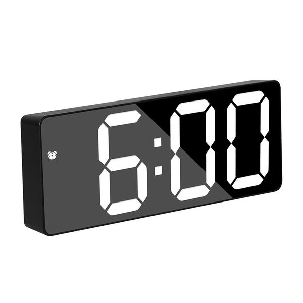 LED Display 6.3" LED Mirror Clock, Digital Alarm Clock White Light