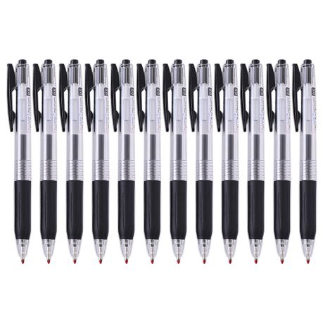 12 Pack Ballpoint Gel Pens Click Retractable 0.5mm Black Ink Smooth Writing Image