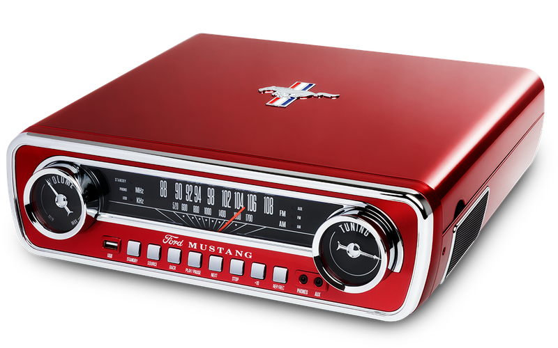 ION Audio-Ford Mustang Classic Car Styled Turntable Music Centre - Red