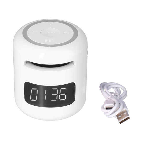 JM01 BT Clock Speaker Adjustable Portable Radio with LED Screen White