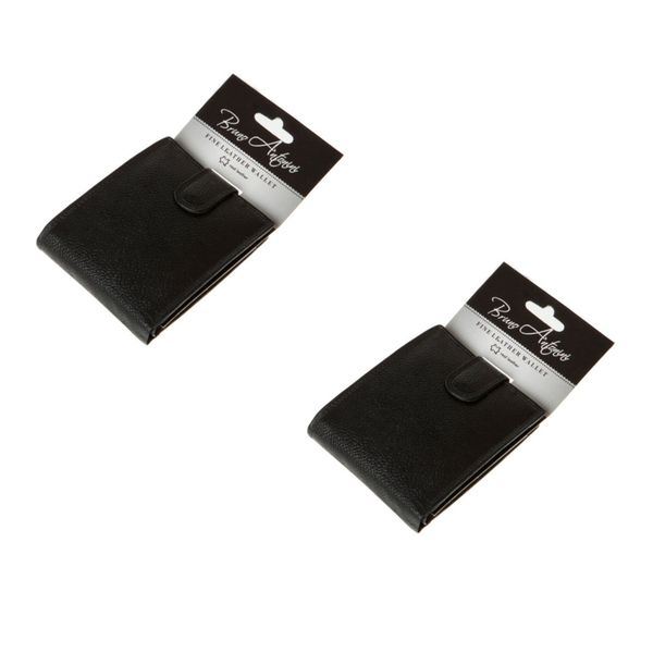 Bruno Antonini Mens Gents Designer Black Leather Wallet - 2PK