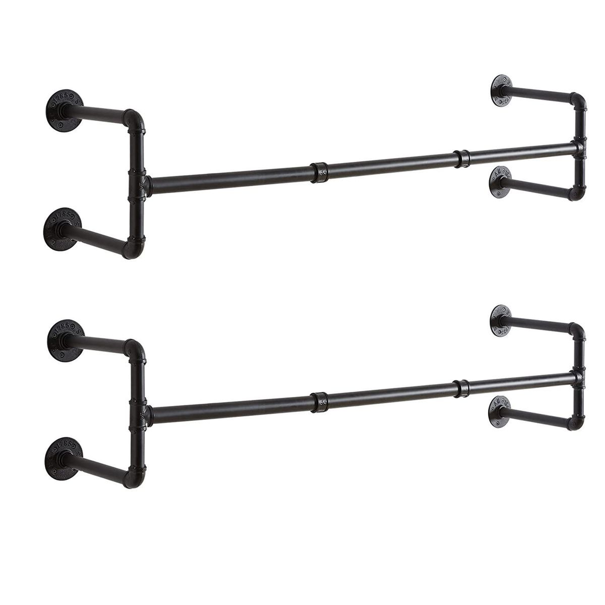 2pc Industrial Pipe Wall Mounted Coat Rack - Space Saving Storage Organizer