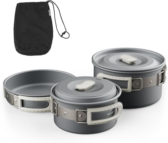 3 Pcs Camping Cookware Set Mess Kit for Backpacking Gear, Camp Cooking Set