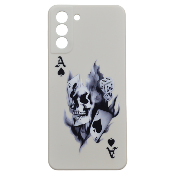 High Quality Skull And Cards Phone Case compatible with Samsung Galaxy S21 Plus - Cream