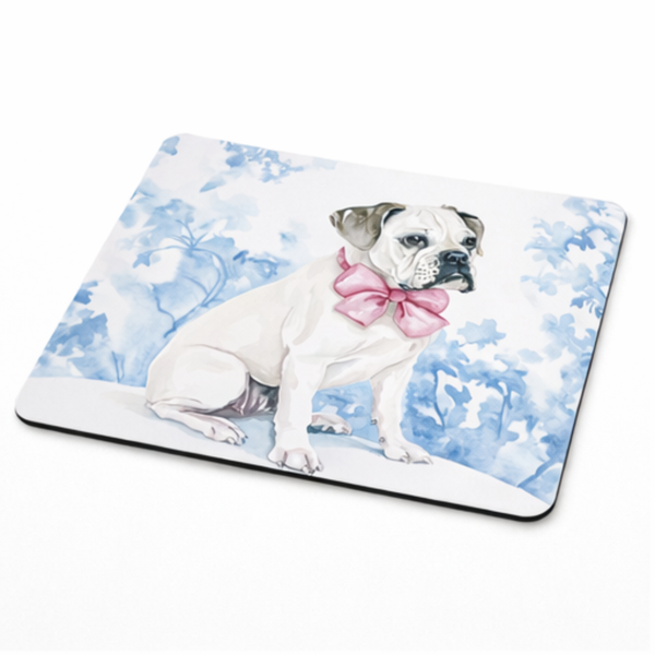 Pretty In Print Floral Boxer Dog Desk Mouse Pad