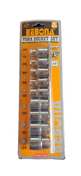 Bebona E-Torx Socket Set 1/2 inch - 9 Piece