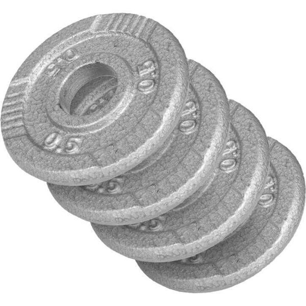 GORILLA SPORTS SA - Cast Iron Tri Grip Weight Plates 4 x 0.5KG Silver