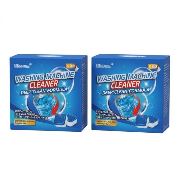 Washing Machine Cleaner Tablets (12) -Deep Cleaning, Eco-Friendly 2-Pack