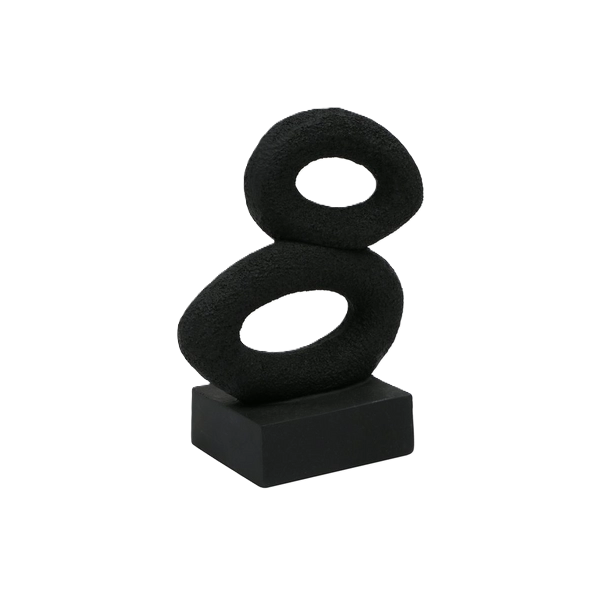 Kitro Black Polyester Balance Tabletop Round Sculptures - 15 x 20 cm