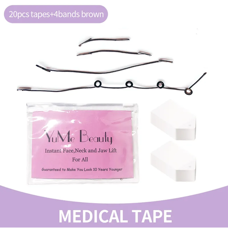 Face Tape Lifting Invisible, 60pcs Facelift Tape For Face Invisible With 8  Adjustable Bands, Instant Neck Facial Lifting Tape With String For