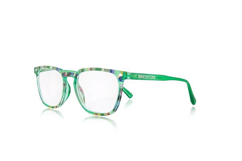 Brentoni Reading Glasses Floral, Shiny Black Temple