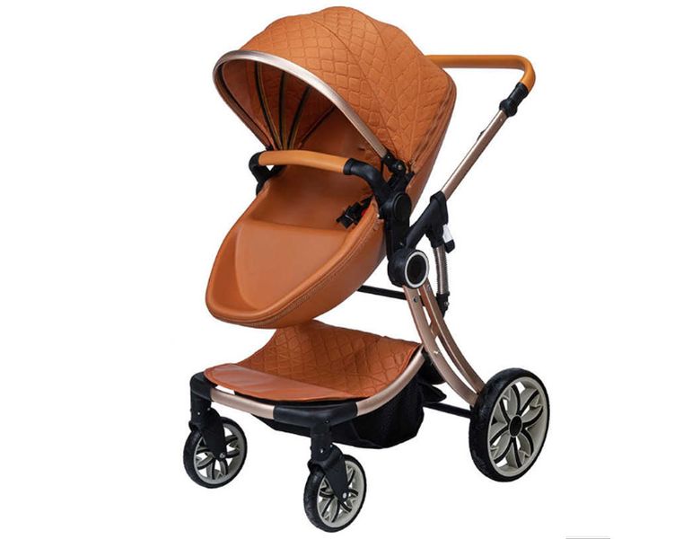 Luxury Egg Shell Baby Strollers Pram 2 in 1 Brown
