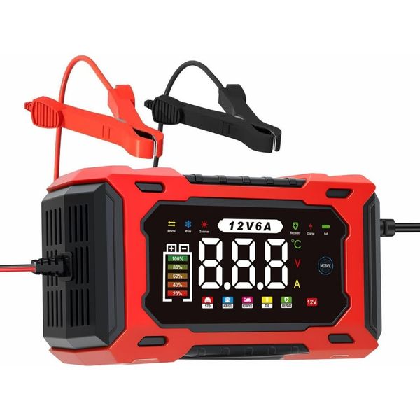 6-Amp 12V Smart Car Battery Charger, Battery Maintainer Trickle Charger