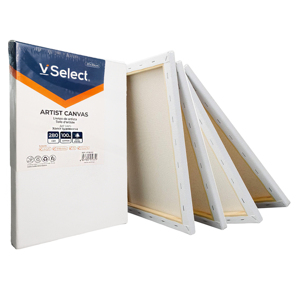 VSelect - 20x30cm Stretched Cotton Canvas Boards for Painting (x2-5)