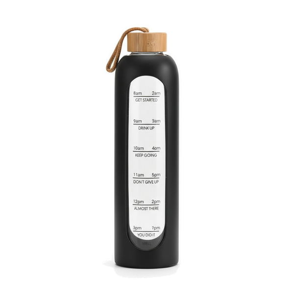 1L Glass Water Bottle With Bamboo Lid