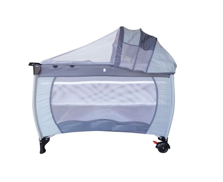 Baby Cot Crib with Diaper Changer, Mosquito Net, Toys, - Grey
