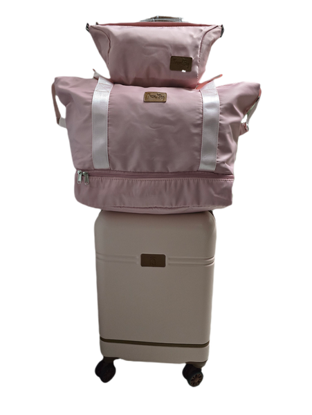 20 Inch Suitcase With Large Traveling Bag And Toiletry Bag (3 Pieces Set)