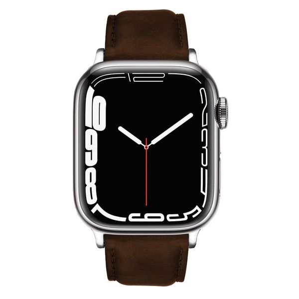 Brown Leather Strap compatible with Silver 46/45mm Apple Watch Series 10-7