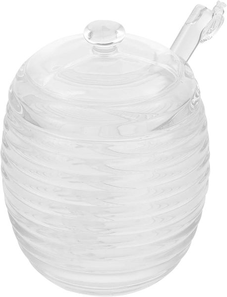 Jar Dipper Stick Set-Glass Honey Pot with Lid