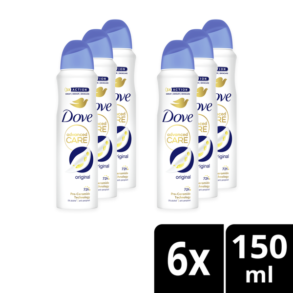 Dove Original Antiperspirant Deodorant Body Spray 6x150ml