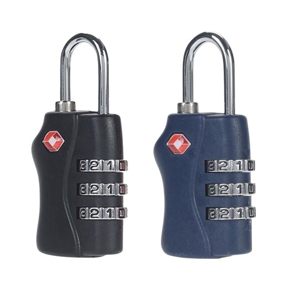 TSA Lock - 3-Digit Combination (2-Pack: Blue &amp; Black)