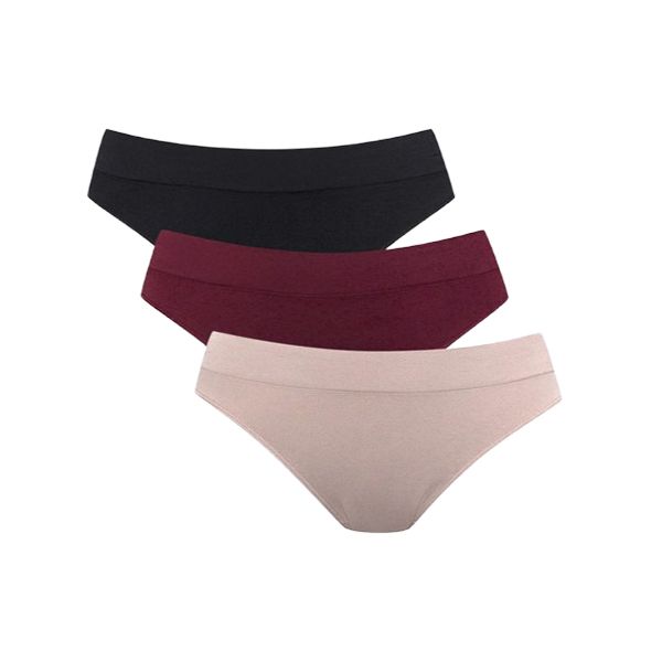 Black-Brown Nylon 3 Pack Bikini