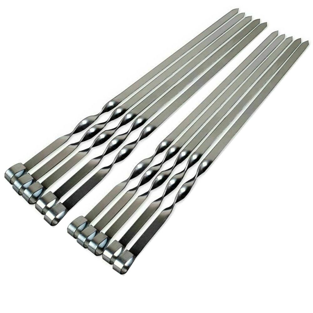 Stainless Steel Kebab Skewers Sticks for Braai & Grill - Pack Of 10 - 39cm