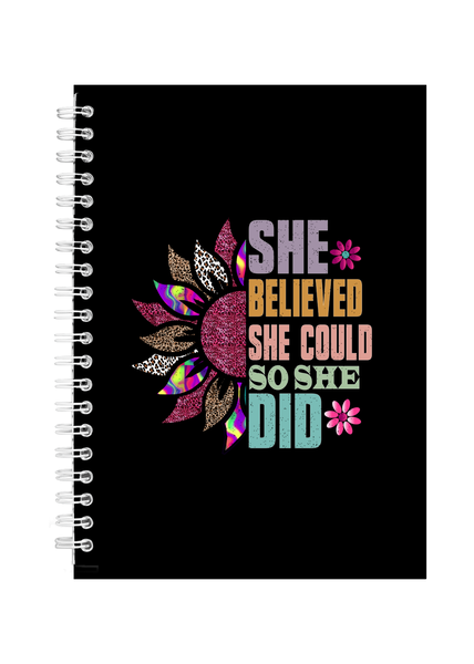 She Did Positive Motivational Writing Book Notepad Notebook Gift A5-406