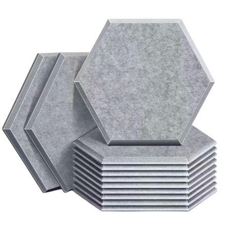 Echo-Less Hexagon Self-Adhesive Acoustic Panels Grey - 12 Pack Image