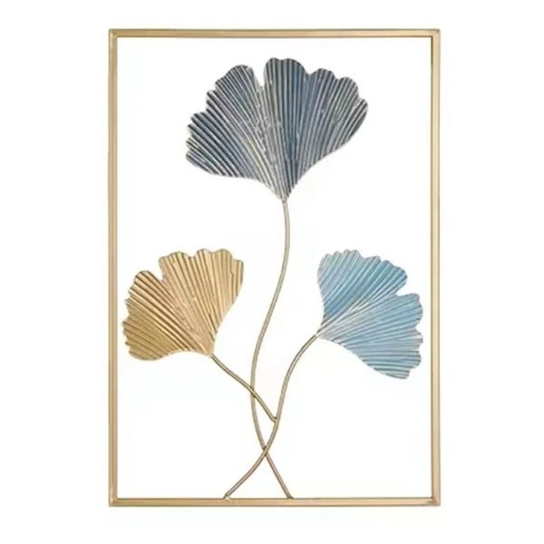 Home Decor Nordic Gold Blue Leaf Wall Hanging (43cm) - Monstera