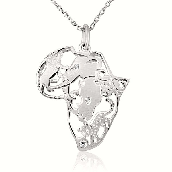 Morrisons Big Five 925 Sterling Silver Natural Diamond Pendant &amp; Chain