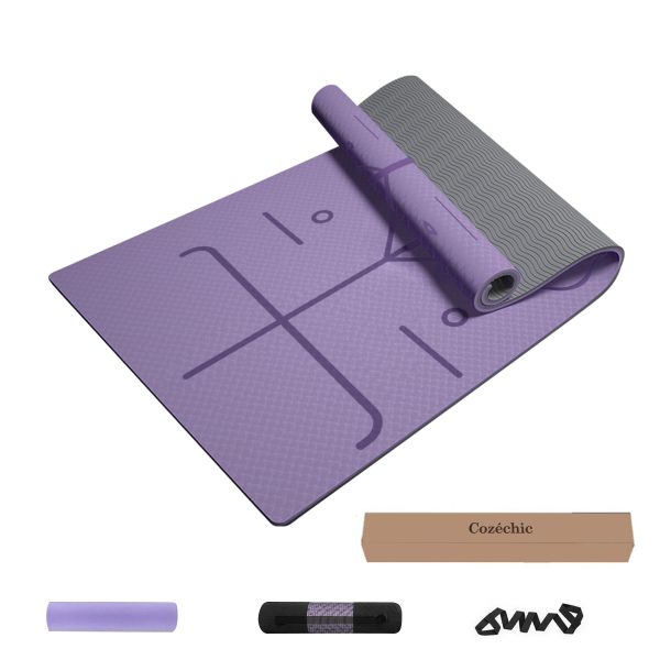 Cozéchic - Yoga Mat Thick Non Slip TPE Yoga Matt with Bag 8mm Pilates Mat