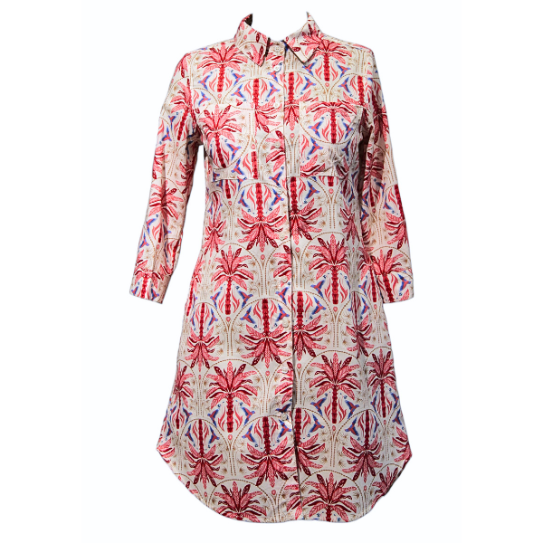 Missy Missi Ladies Shirt Dress Button Down Palm Tree Print