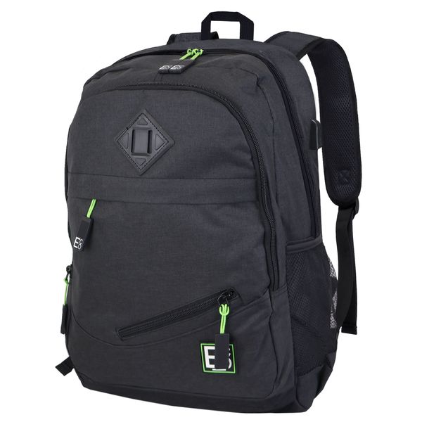 Student Laptop Backpack with Tablet Pocket &amp; USB Charger - 29L