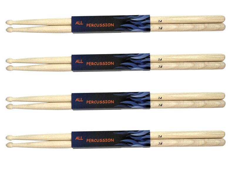 Bergen All Percussion D8-WAL7A - Walnut 7A Drumsticks - Pack of 4