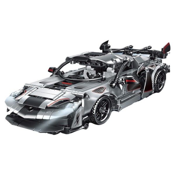 530 Pieces Pullback Sports Car Building Block Set - Grey/Silver