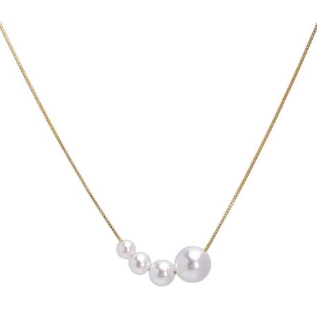 Elegant Gradient Pearl Pendant Necklace - Gold Image