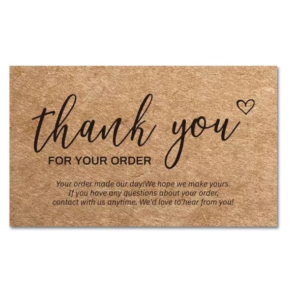 Thank You Cards for Small Business Packaging - Brown Theme 50 peaces