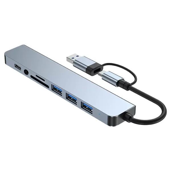 USB-C Hub USB Hub 3.0, 8-in-1 USB Expander with SD/TF Card Reader