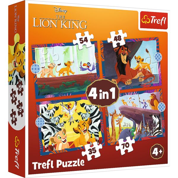 Puzzles - "4in1" - Brave Lion King, Disney Lion King